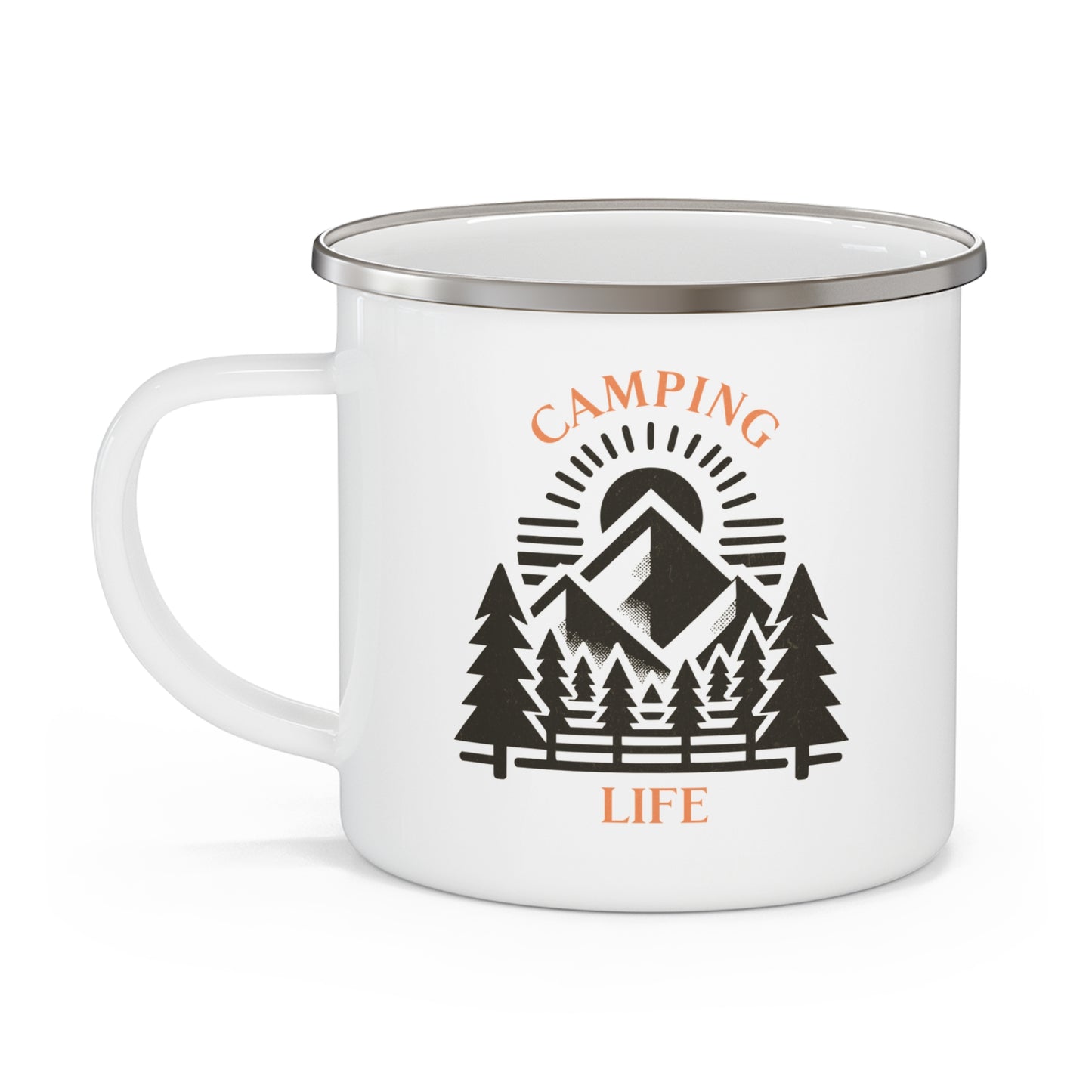 Personalized Camping Enamel Mug, Custom Outdoor Camping Gift for Mom Dad Couples, Unique Camp Lover Present, Personalized Campfire Mug,