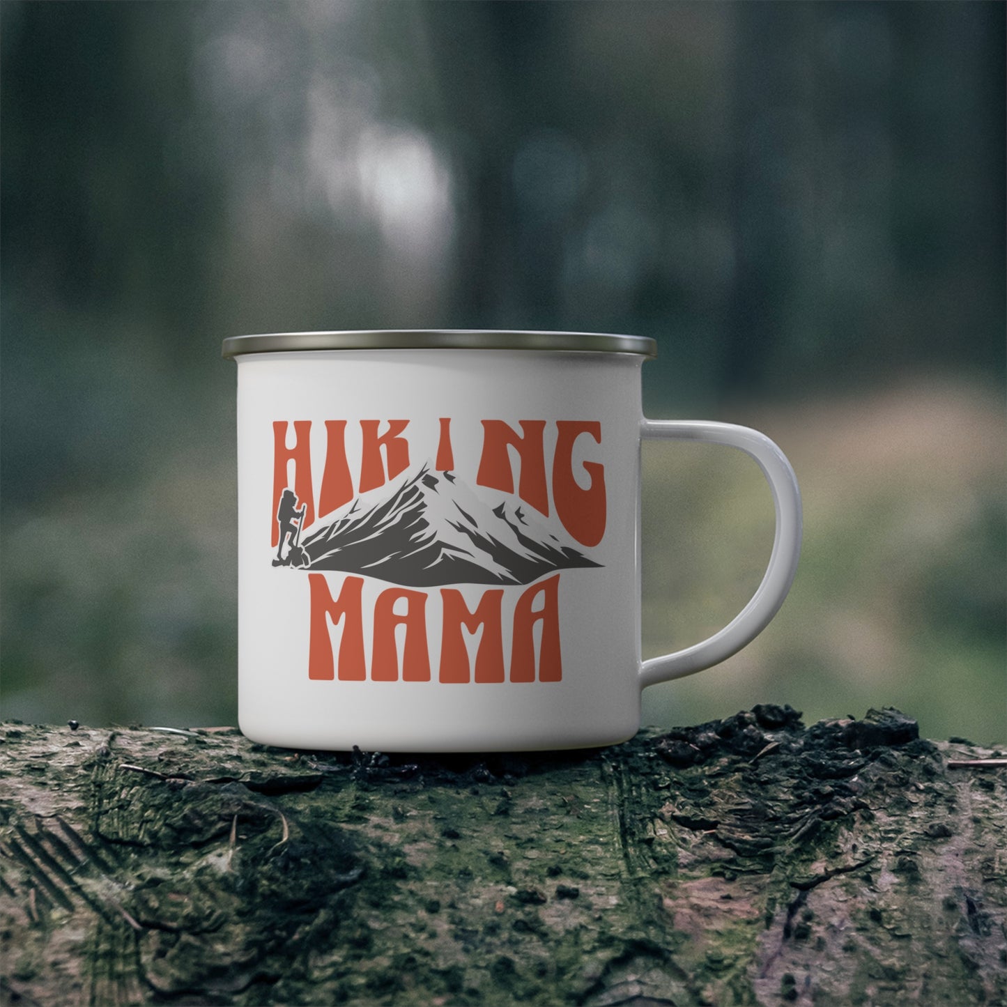 Personalized Camping Enamel Mug, Custom Outdoor Camping Gift for Mom Dad Couples, Unique Camp Lover Present, Personalized Campfire Mug,