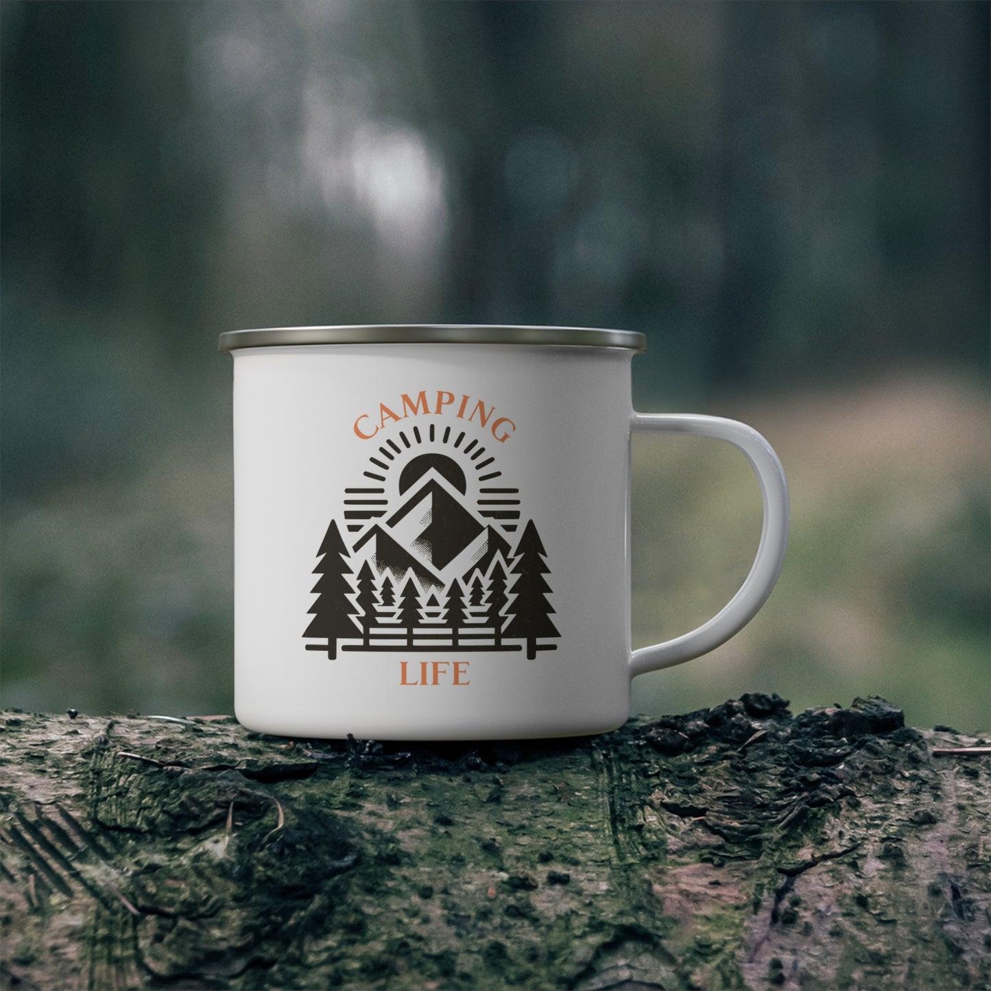 Personalized Camping Enamel Mug, Custom Outdoor Camping Gift for Mom Dad Couples, Unique Camp Lover Present, Personalized Campfire Mug,