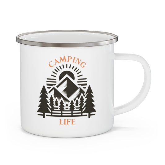 Personalized Camping Enamel Mug, Custom Outdoor Camping Gift for Mom Dad Couples, Unique Camp Lover Present, Personalized Campfire Mug,