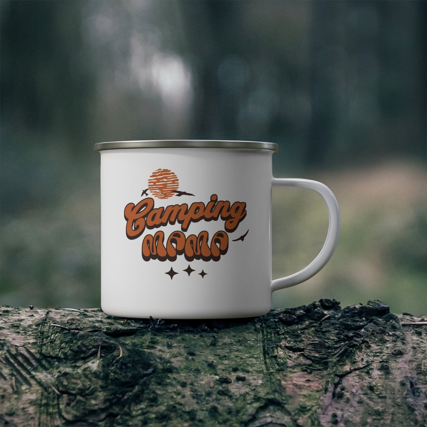 Personalized Camping Enamel Mug, Custom Outdoor Camping Gift for Mom Dad Couples, Unique Camp Lover Present, Personalized Campfire Mug,