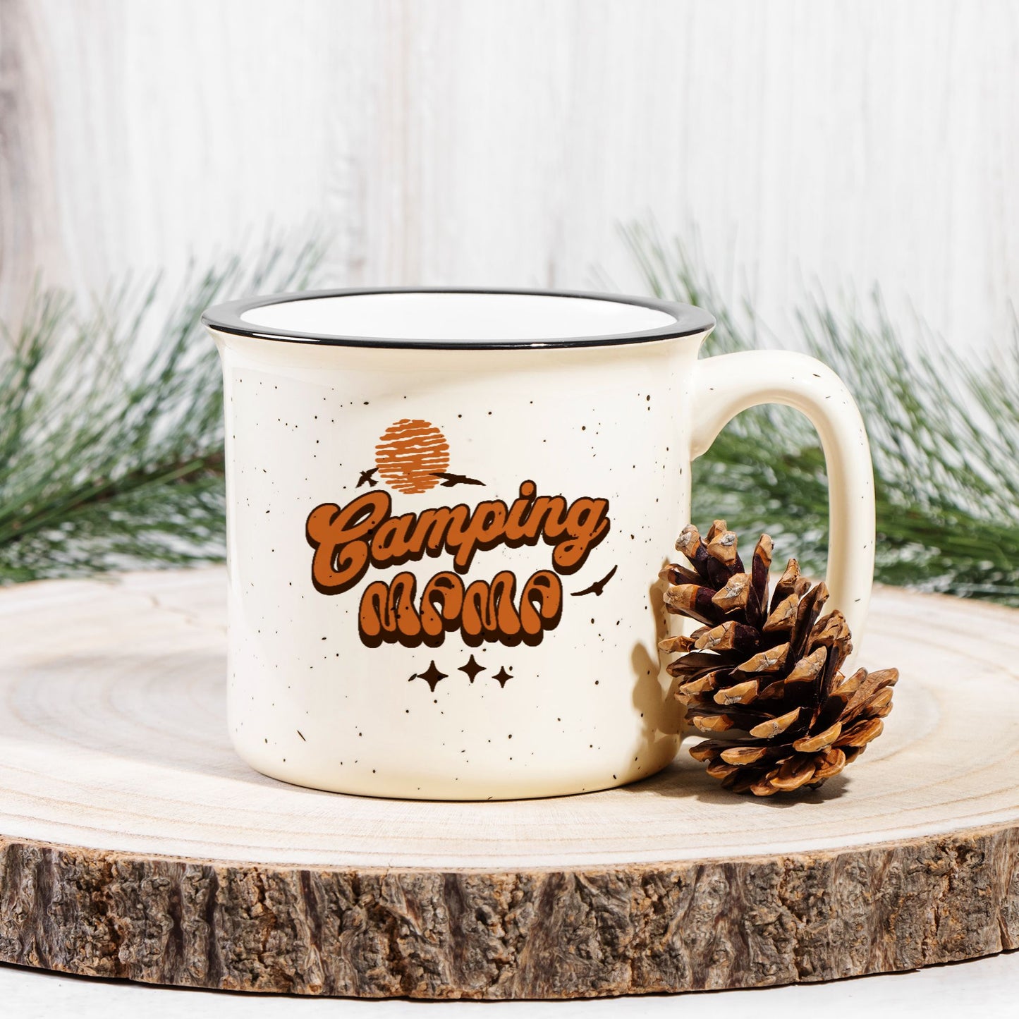 Ceramic Camp Mug Speckled Cream 13oz